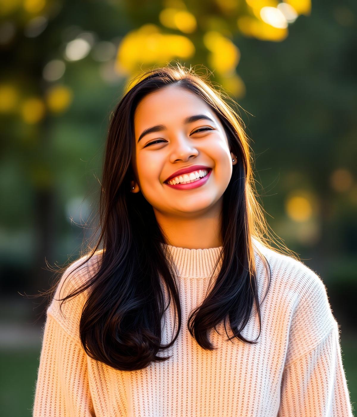 Isabela smiling outdoors