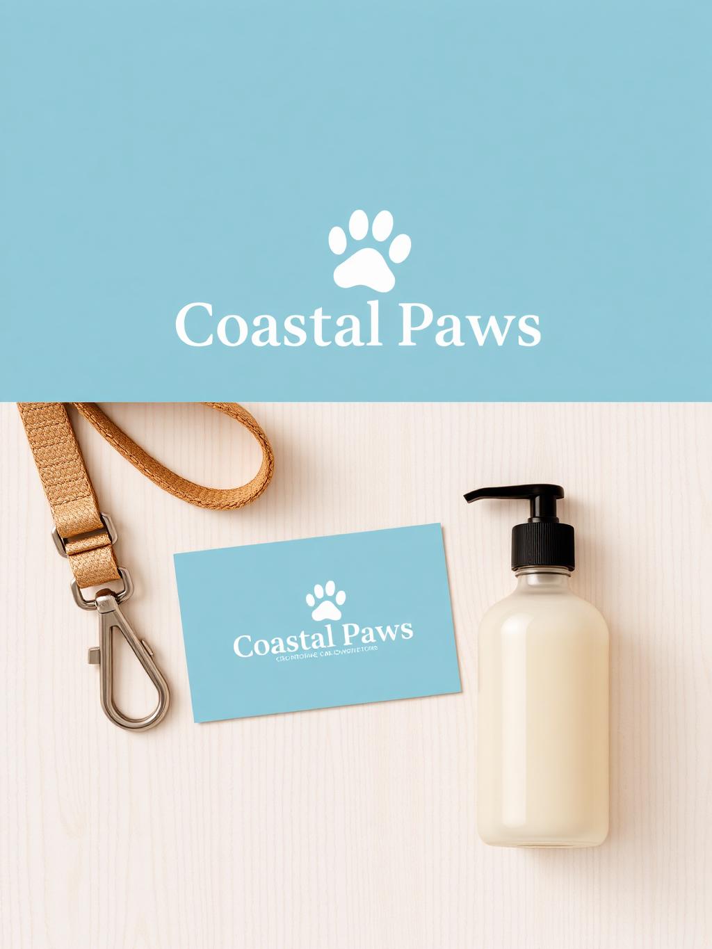 Coastal Paws — Dog Groomer Logo
